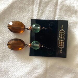 Bronze sea green teardrop earrings